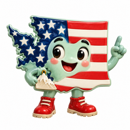 Patriotic Washington Mountain Mascot Art Vinyl Decal Stickers