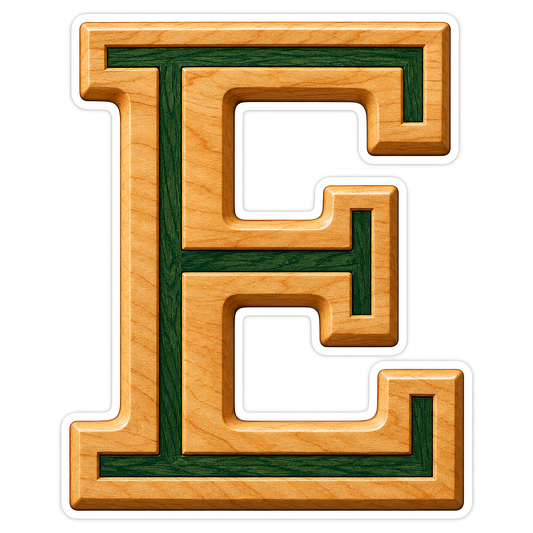 Honey Wood Green Inlay Letter E Art Vinyl Decal Stickers