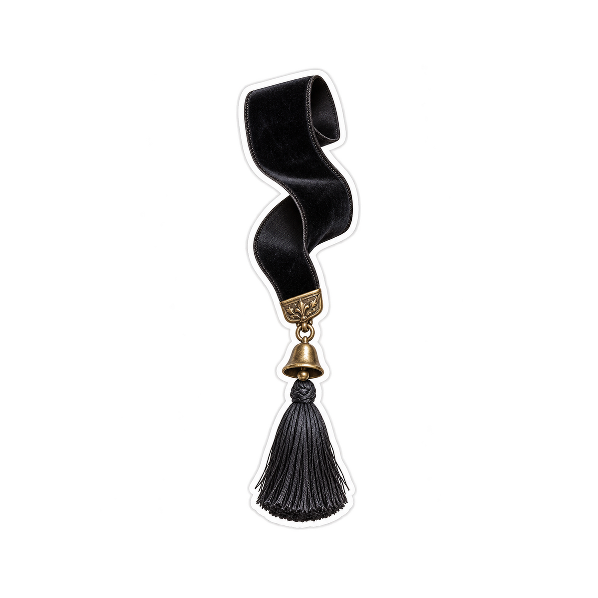 Black Ribbon Bookmark Bell Tassel Art Vinyl Decal Stickers