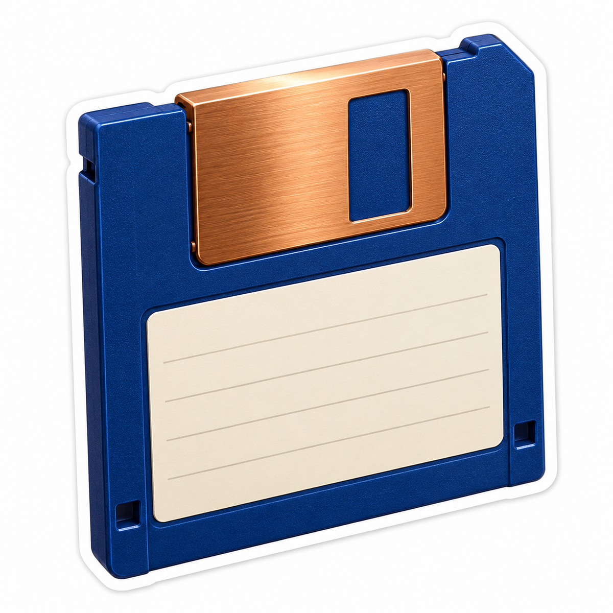 Blue Floppy Disk with Copper Sliding Cover Vinyl Decal Stickers