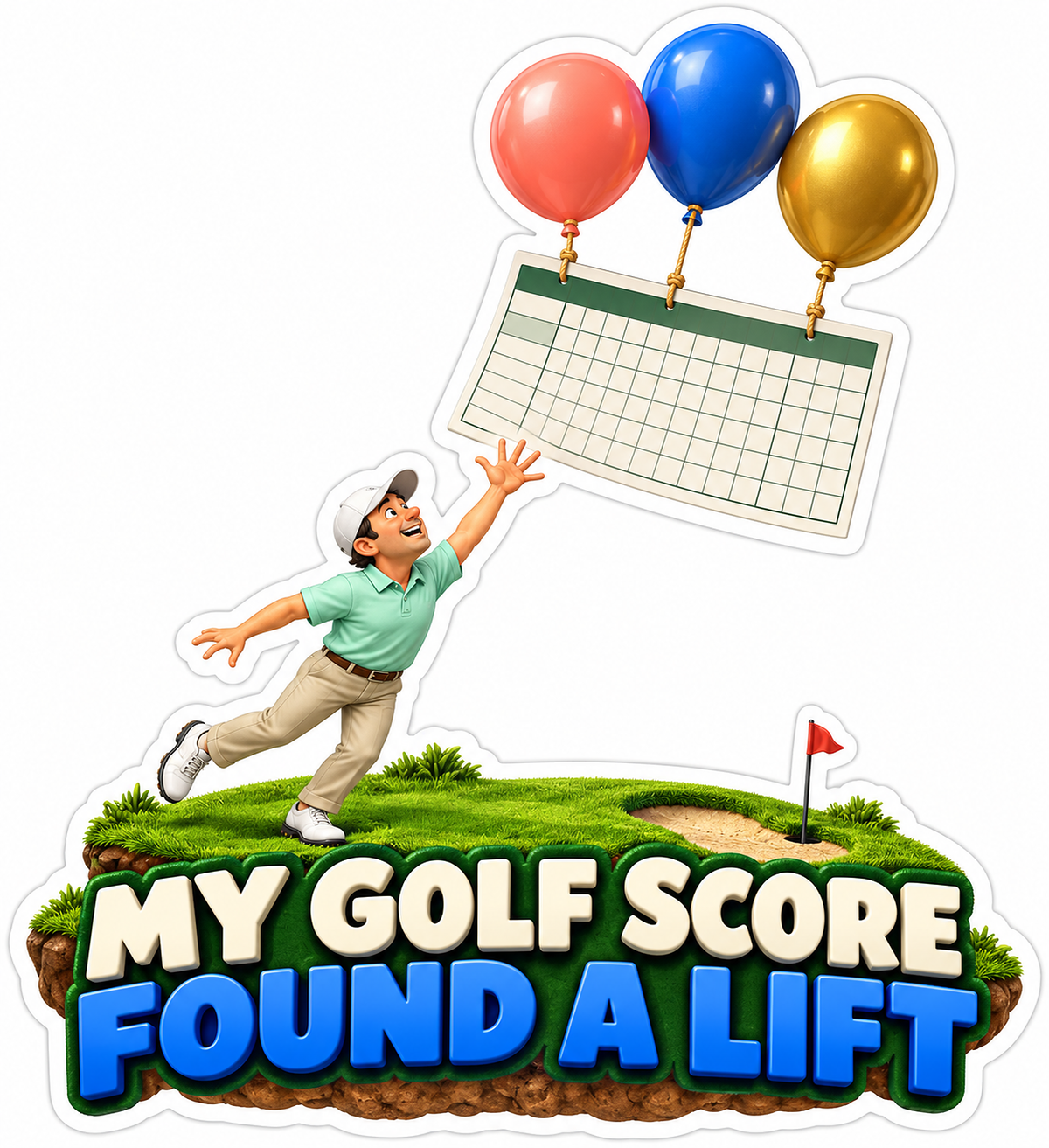 Golfer Balloon Scorecard Lift Quote Vinyl Decal Stickers