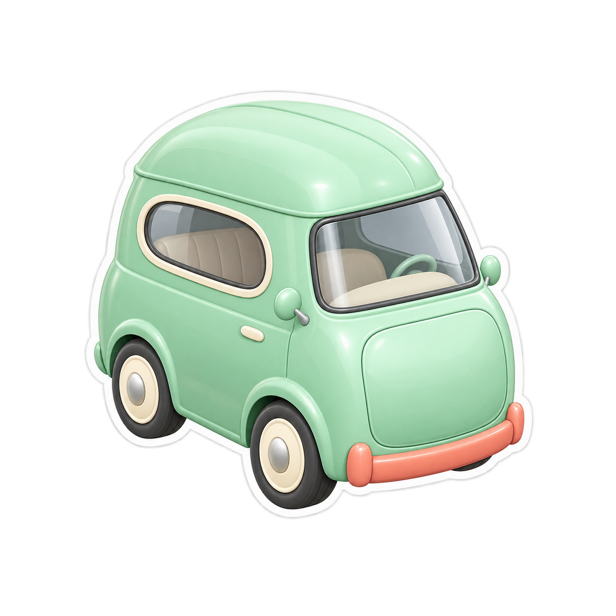 Mint Green Bubble Microvan Art Vinyl Decal Stickers