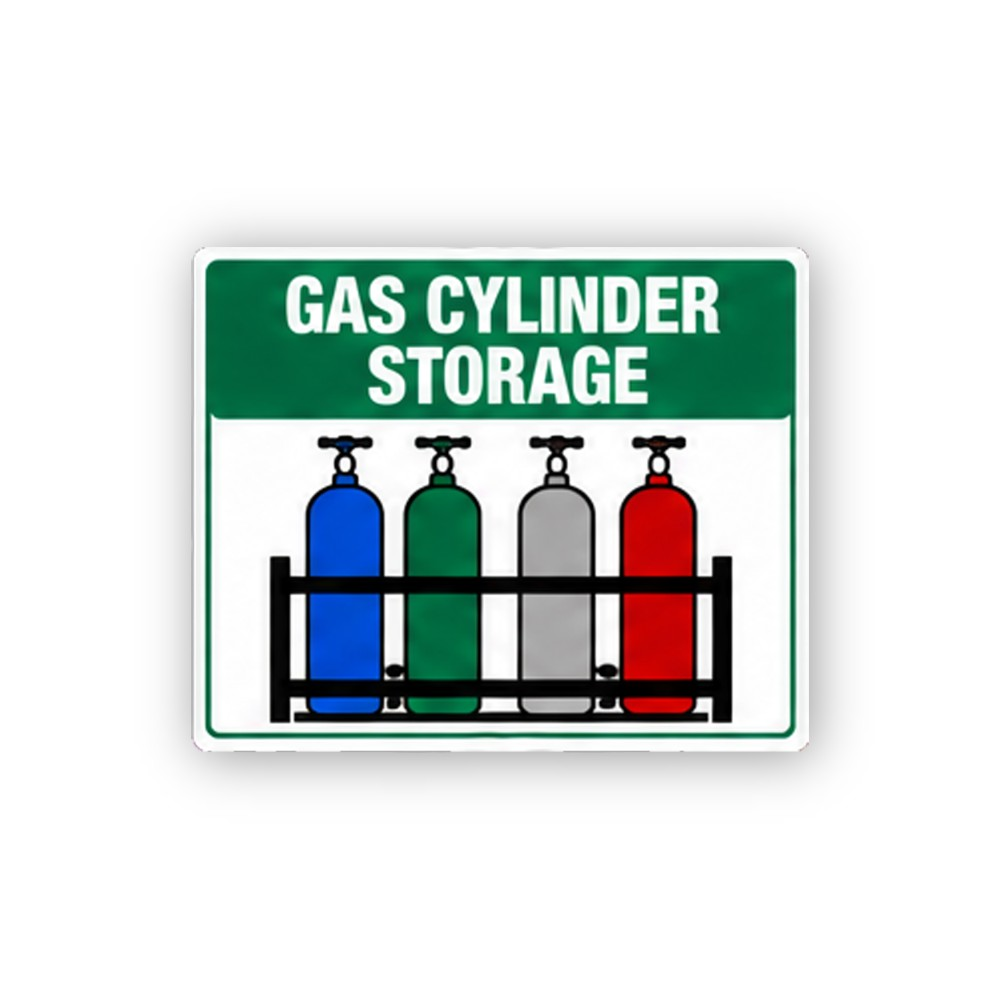 Green Gas Cylinder Four Color Bottles Rack Panel Vinyl Decal Stickers