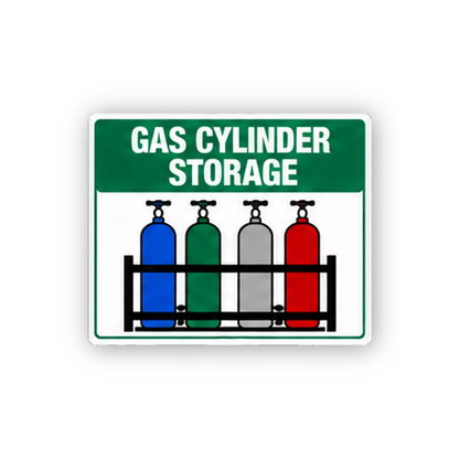 Green Gas Cylinder Four Color Bottles Rack Panel Vinyl Decal Stickers