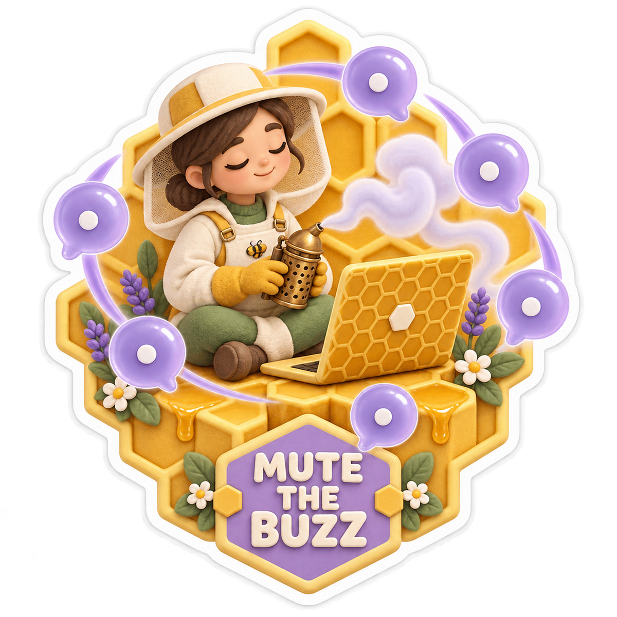 Beekeeper with Honeycomb Laptop Art Vinyl Decal Stickers