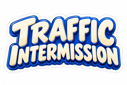 Traffic Intermission Cream Blue Lettering Art Vinyl Decal Stickers