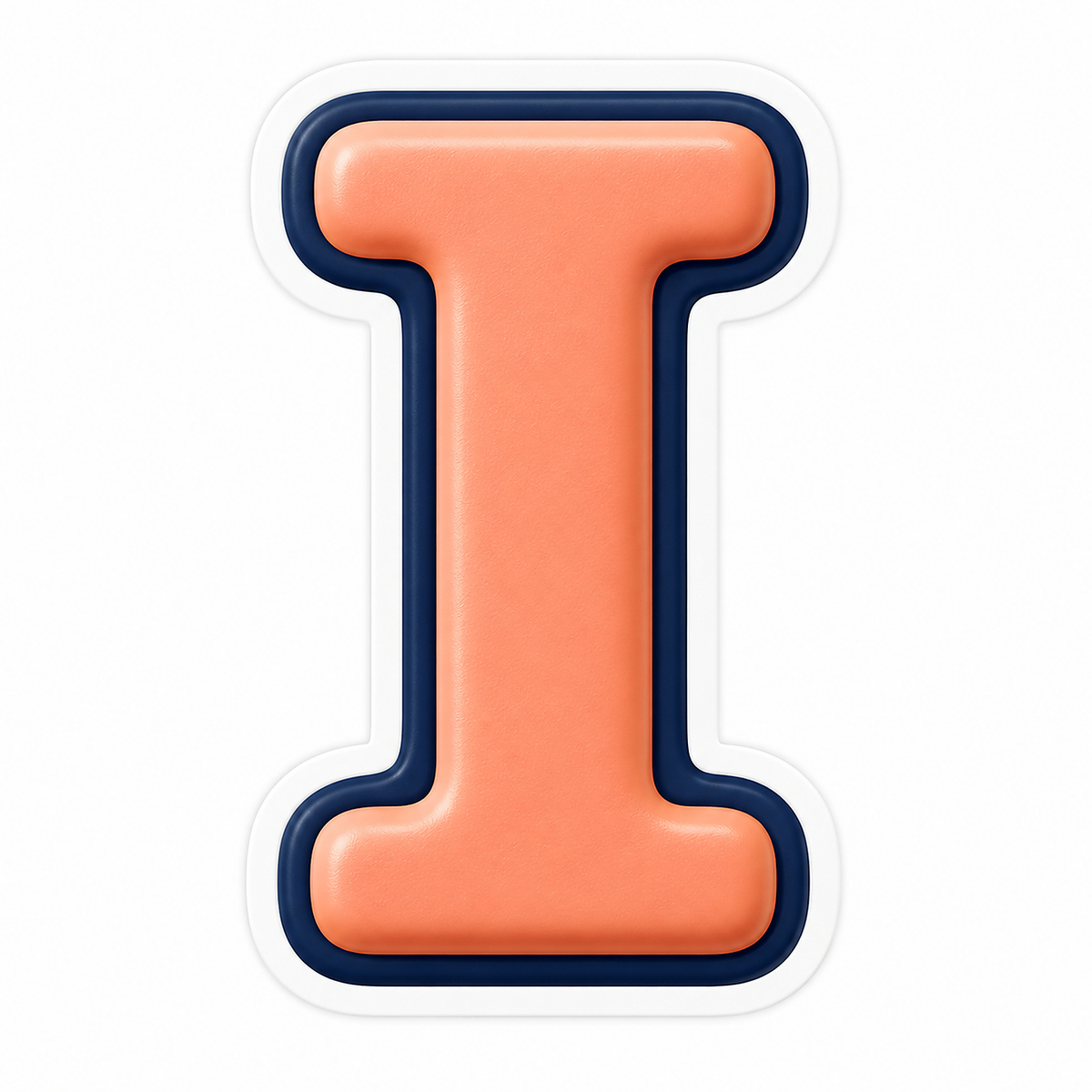 Peach Letter I with Navy Outline Art Vinyl Decal Stickers