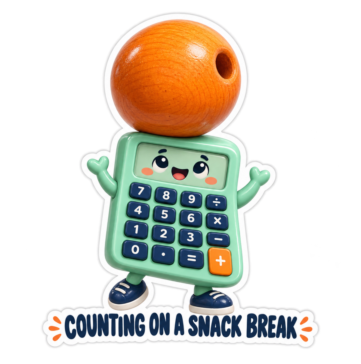 Calculator with Orange Bowling Ball Art Vinyl Decal Stickers