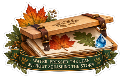 Wood Leaf Press With Colorful Autumn Leaves Art Vinyl Decal Stickers