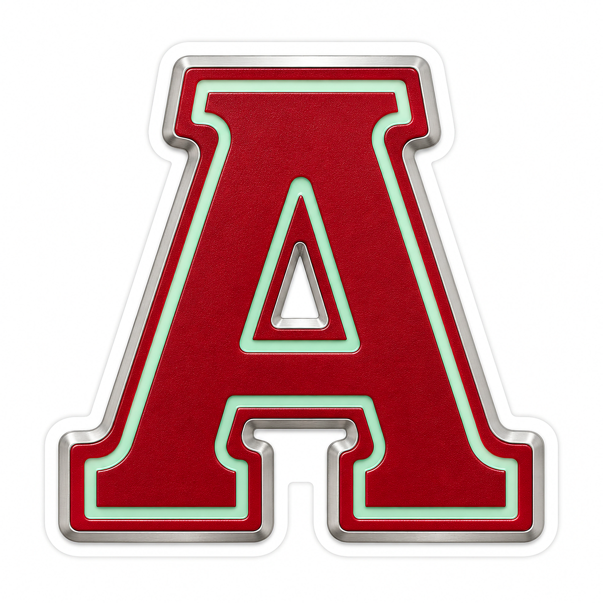 Cranberry Red Mint Trim Letter A Vinyl Decal Stickers