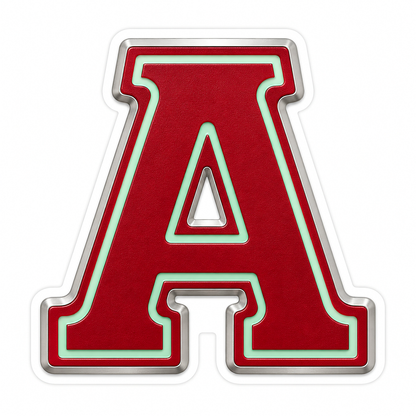 Cranberry Red Mint Trim Letter A Vinyl Decal Stickers