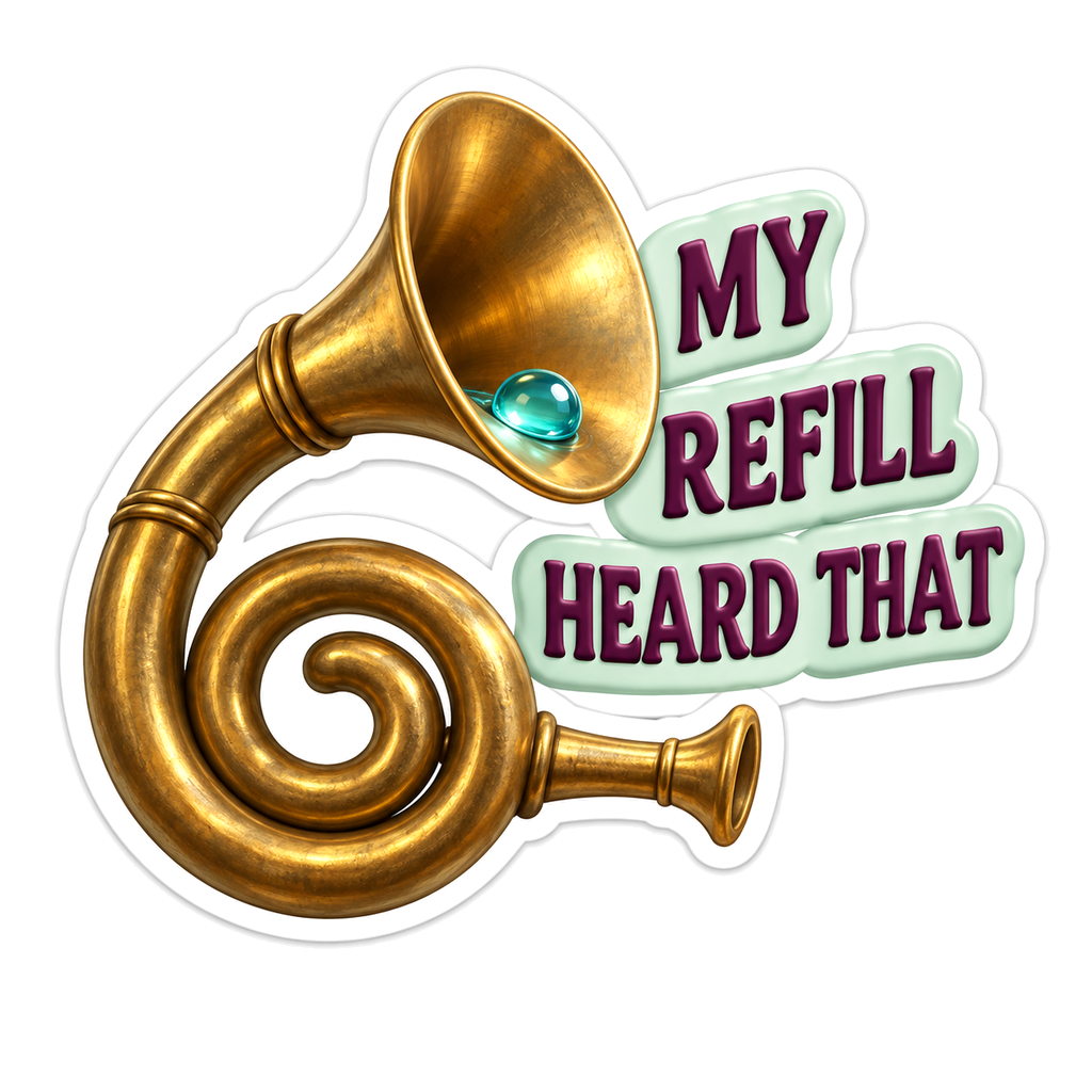Golden Coiled Horn with Refill Lettering Vinyl Decal Stickers