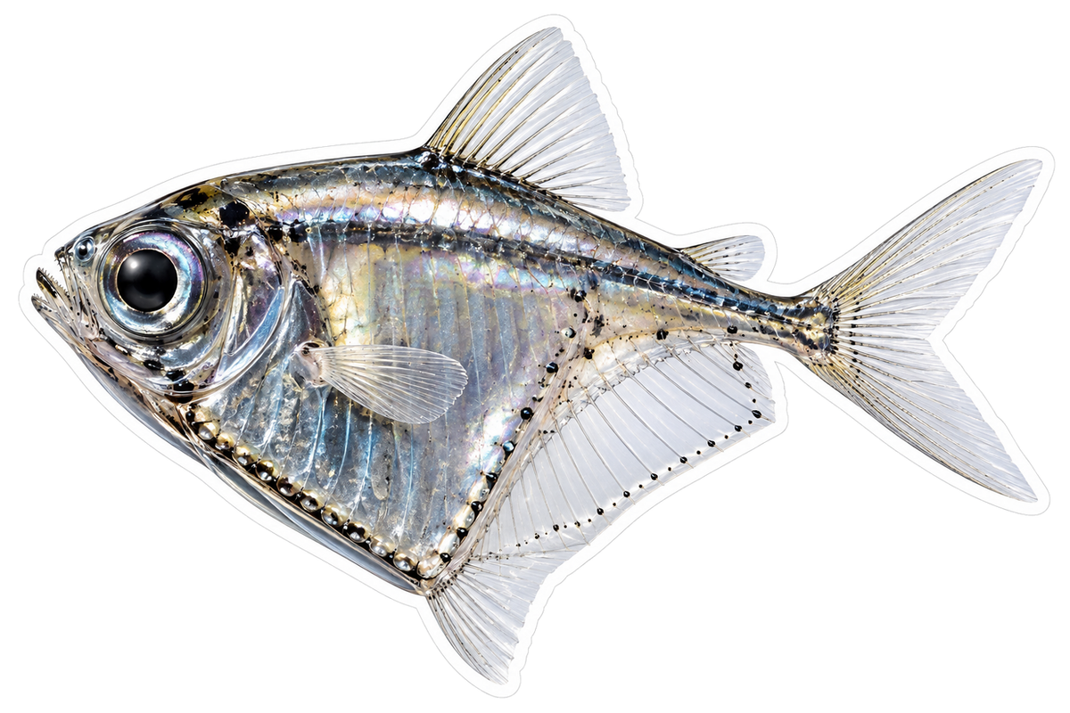 Translucent Triangular Silver Fish Art Vinyl Decal Stickers