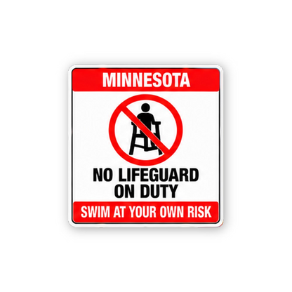 Red Minnesota No Lifeguard Chair Portrait Vinyl Decal Stickers