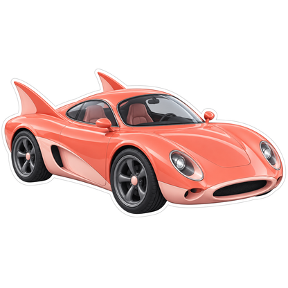 Coral Twin Tail Fin Small Coupe Art Vinyl Decal Stickers