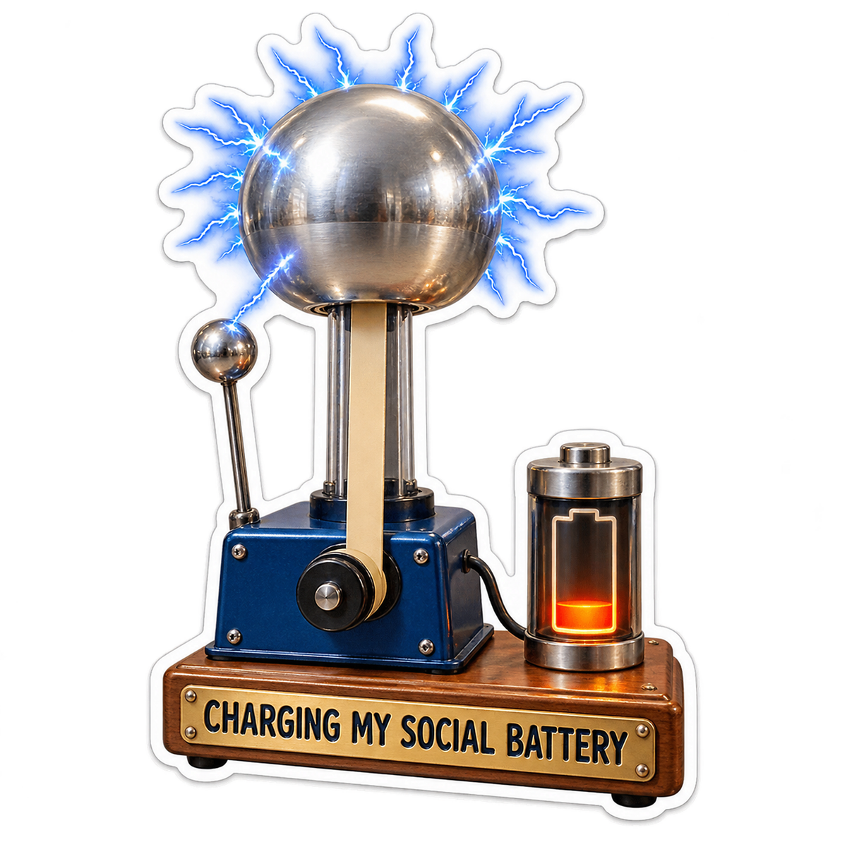 Silver Sphere Generator with Blue Sparks Vinyl Decal Stickers