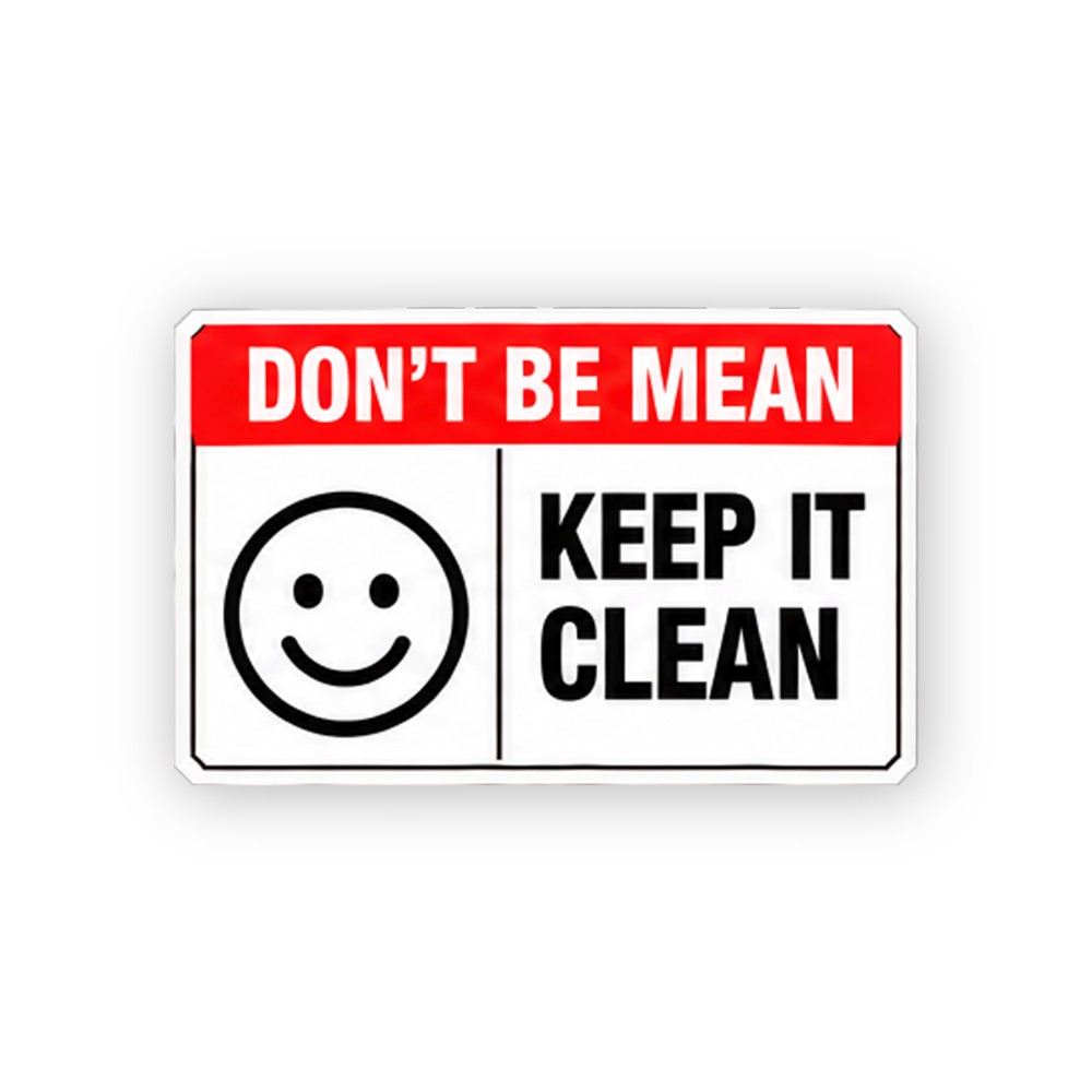 Red Keep It Clean Smiling Face Panel Vinyl Decal Stickers