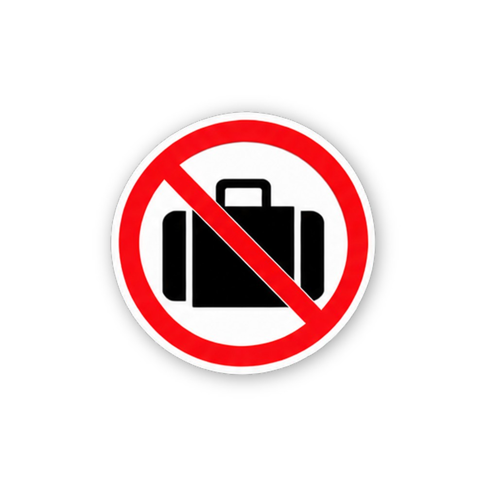 Red Crossed Black Travel Suitcase Circle Vinyl Decal Stickers