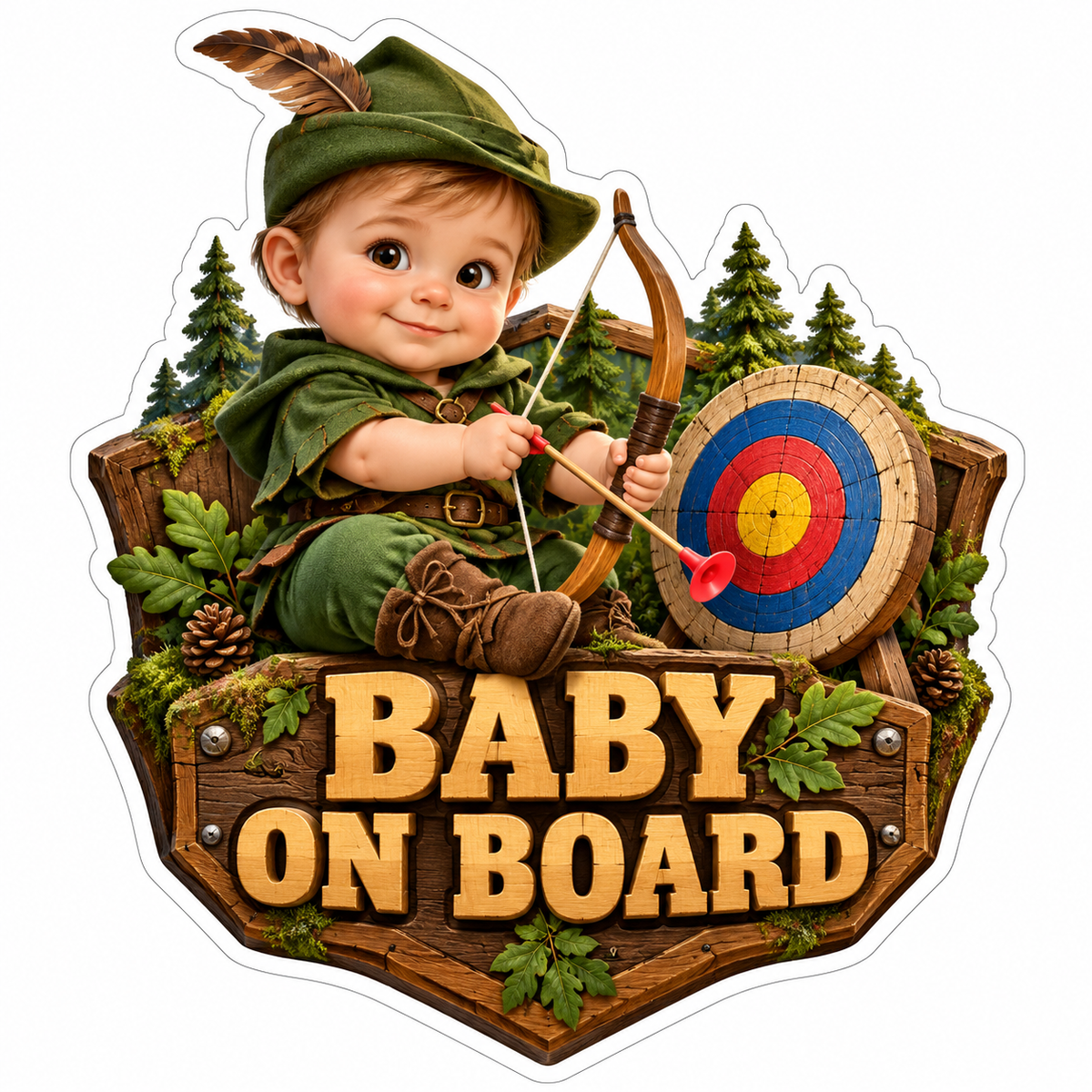 Baby On Board Little Archer Forest Art Vinyl Decal Stickers