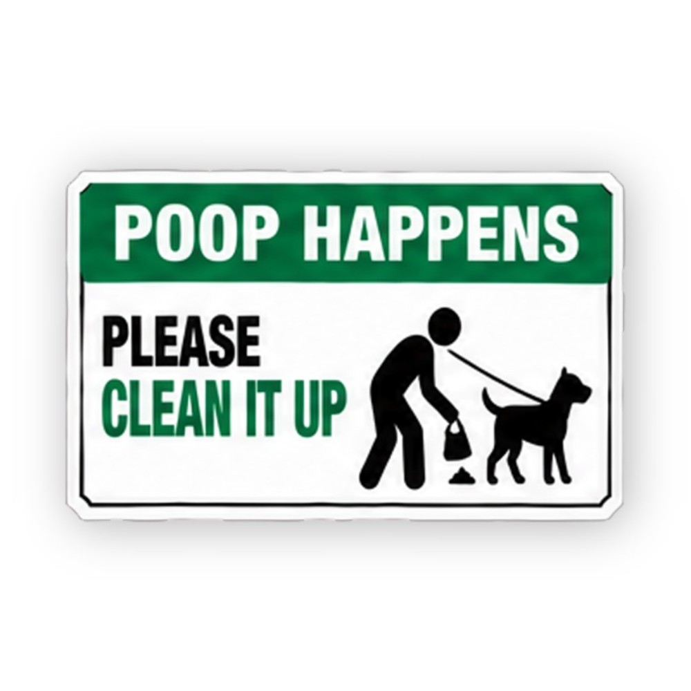 Green Poop Happens Dog Leash Panel Vinyl Decal Stickers