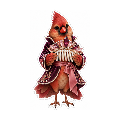 Cardinal in Burgundy with Jeweled Comb Vinyl Decal Stickers