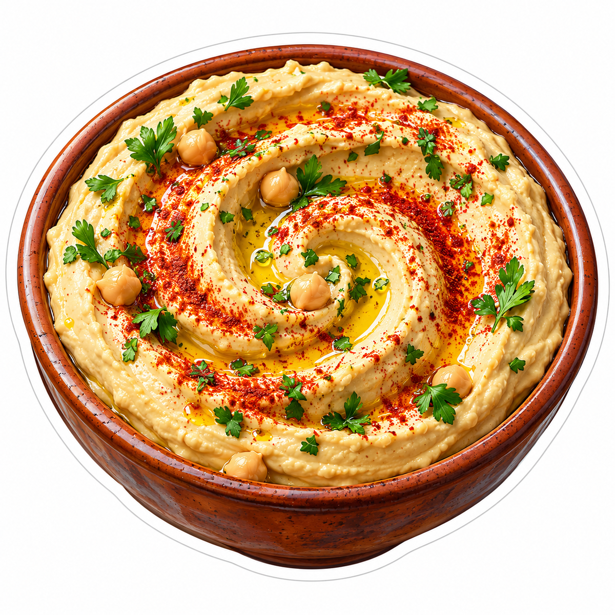 Hummus Bowl with Herb and Spice Swirl Art Vinyl Decal Stickers