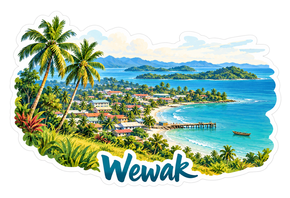 Wewak Tropical Coast and Island View Vinyl Decal Stickers