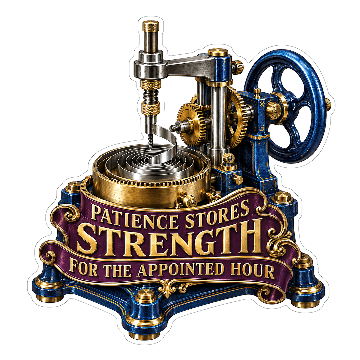 Patience Blue Spring Coiling Machine Art Vinyl Decal Stickers