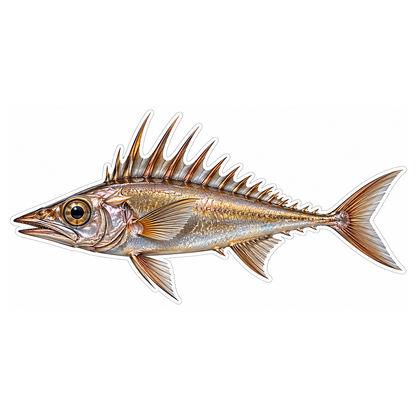 Bronze Fish with Tall Thorny Back Fins Vinyl Decal Stickers