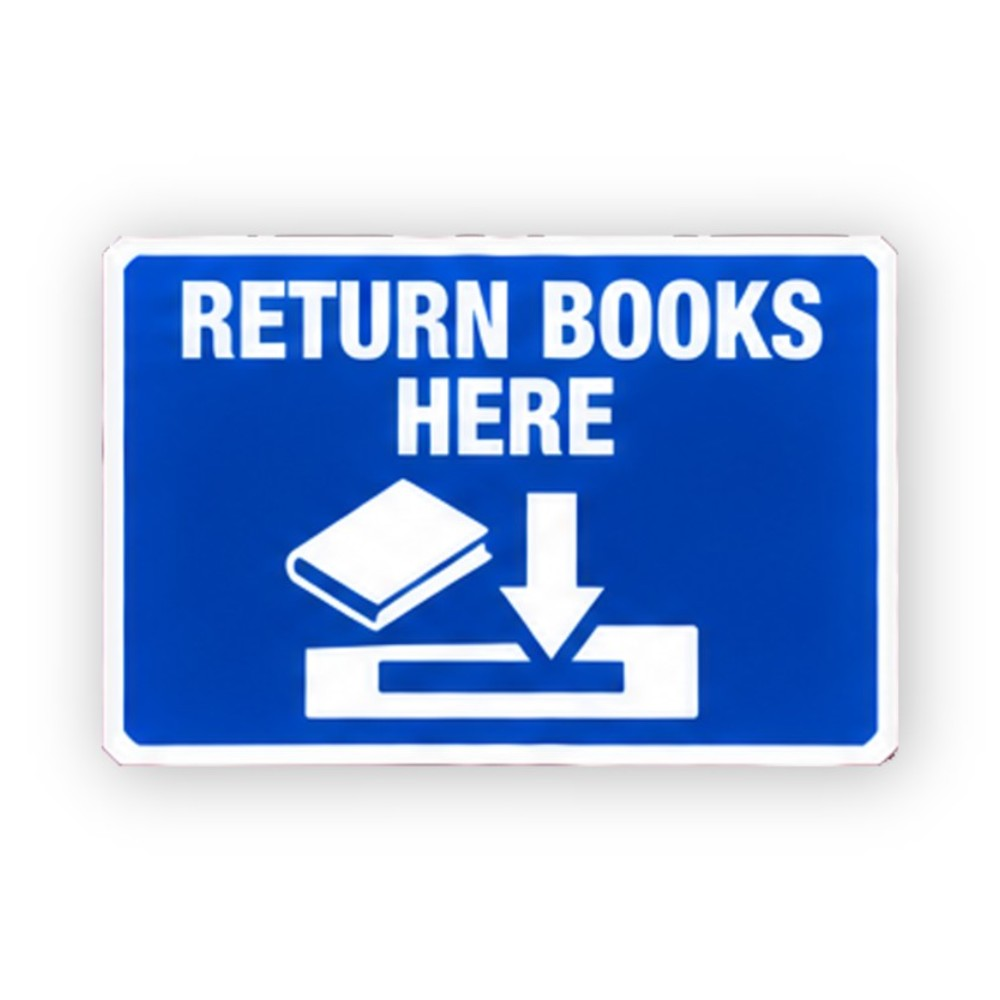 Blue Return Books Down Arrow Slot Panel Vinyl Decal Stickers