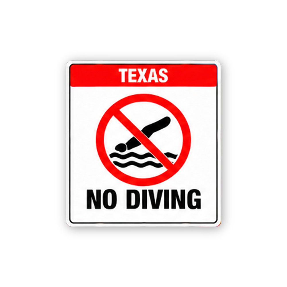 Red Texas No Diving Swimmer Panel Vinyl Decal Stickers