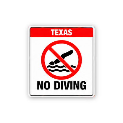 Red Texas No Diving Swimmer Panel Vinyl Decal Stickers