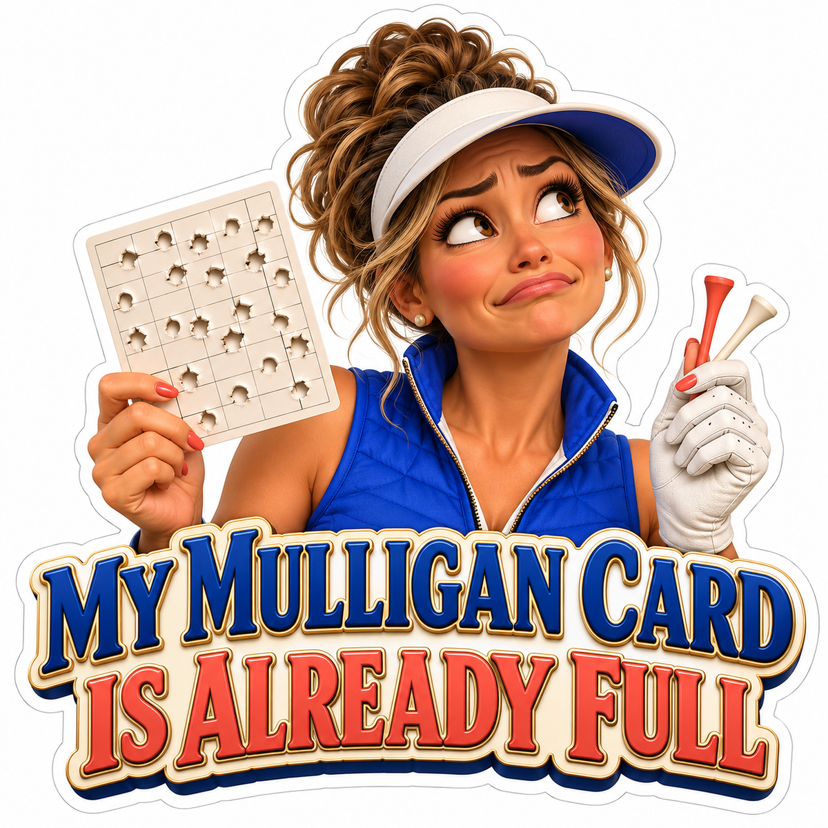 Woman Golfer Full Punch Card Quote Vinyl Decal Stickers