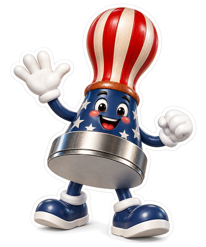 Patriotic Red Striped Hand Stamp Mascot Art Vinyl Decal Stickers