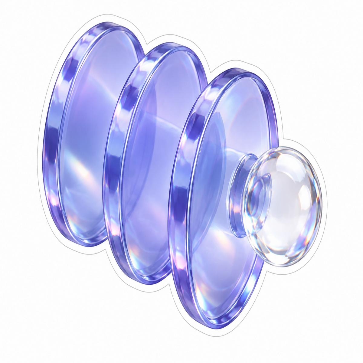 Periwinkle Glass Discs with Clear Sphere Vinyl Decal Stickers