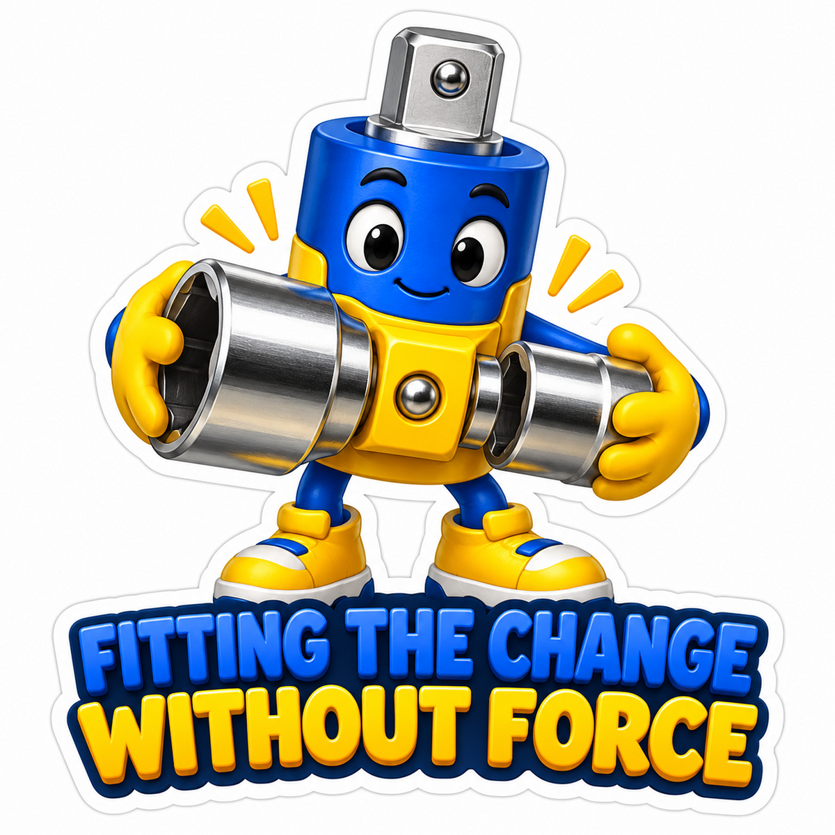 Blue Yellow Socket Adapter Mascot Holding Tips Vinyl Decal Stickers