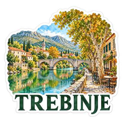 Trebinje Autumn River Bridge Travel Art Vinyl Decal Stickers