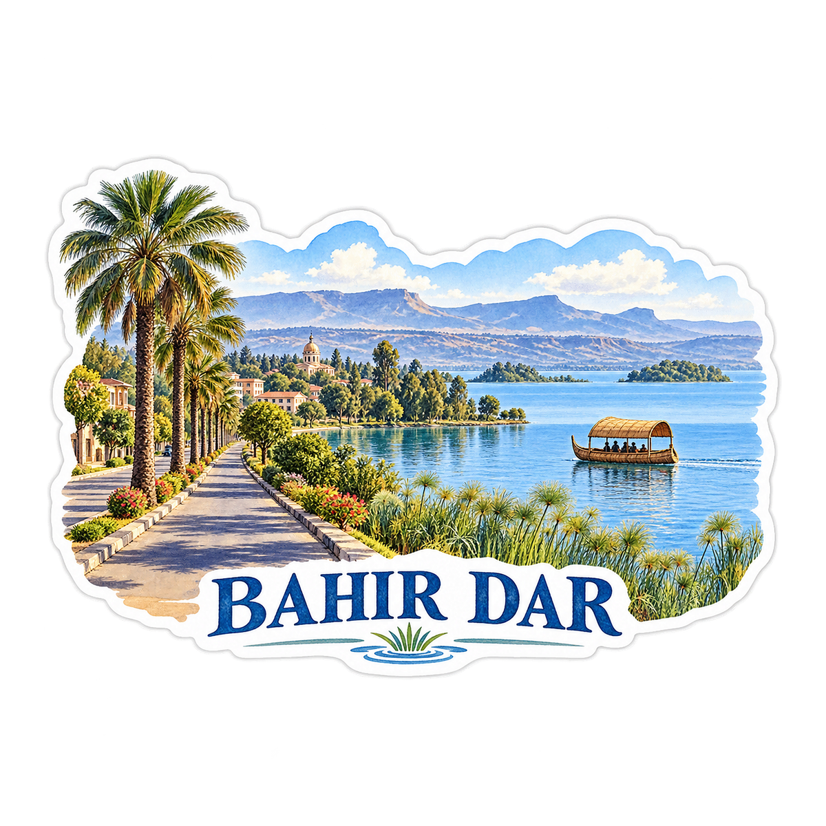 Bahir Dar Palm Lake Boat Art Vinyl Decal Stickers
