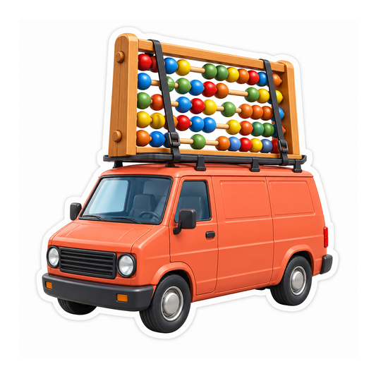 Abacus Orange Cargo Van Art Vinyl Decal Stickers