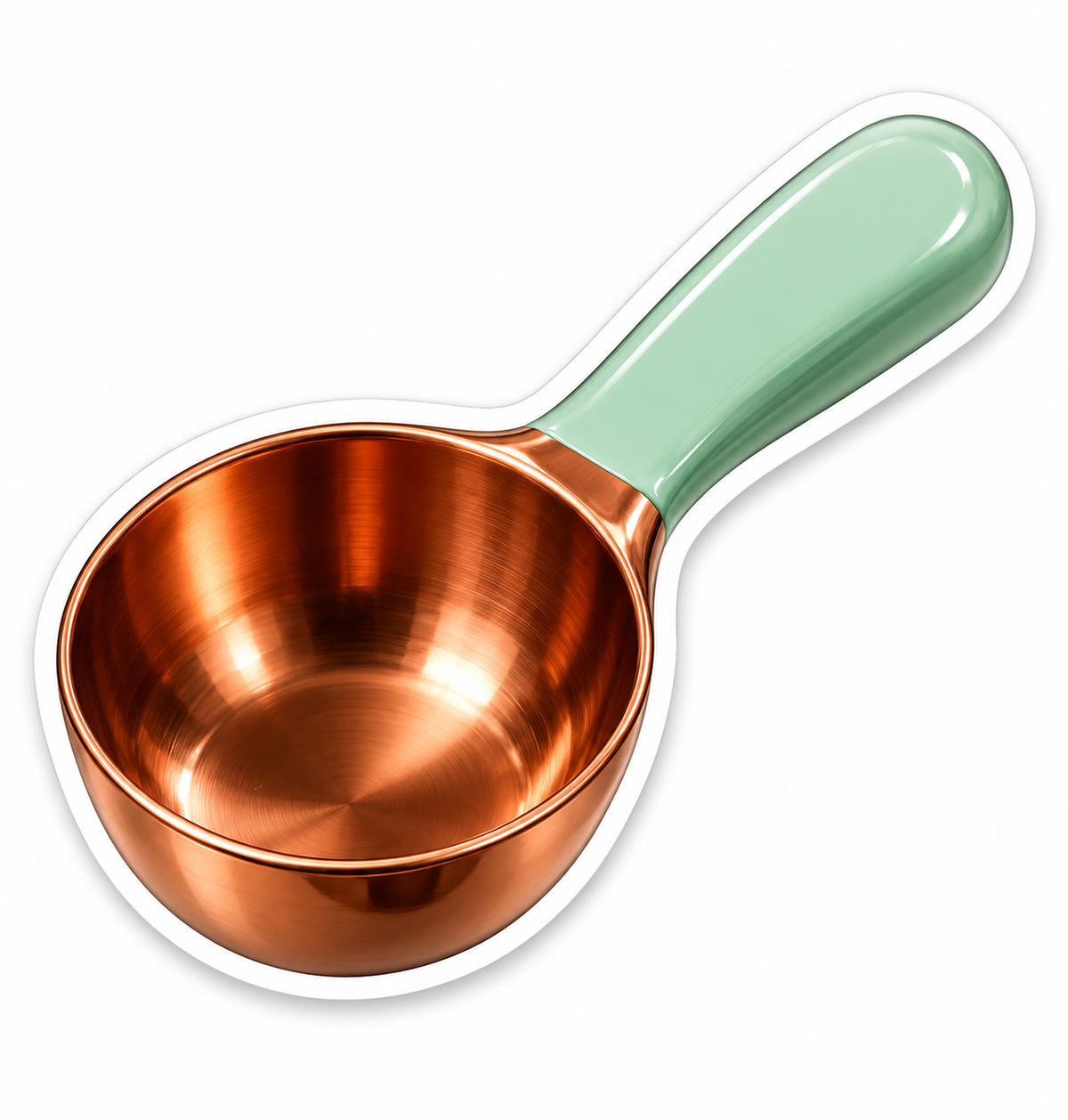 Copper Round Measuring Cup with Mint Handle Vinyl Decal Stickers