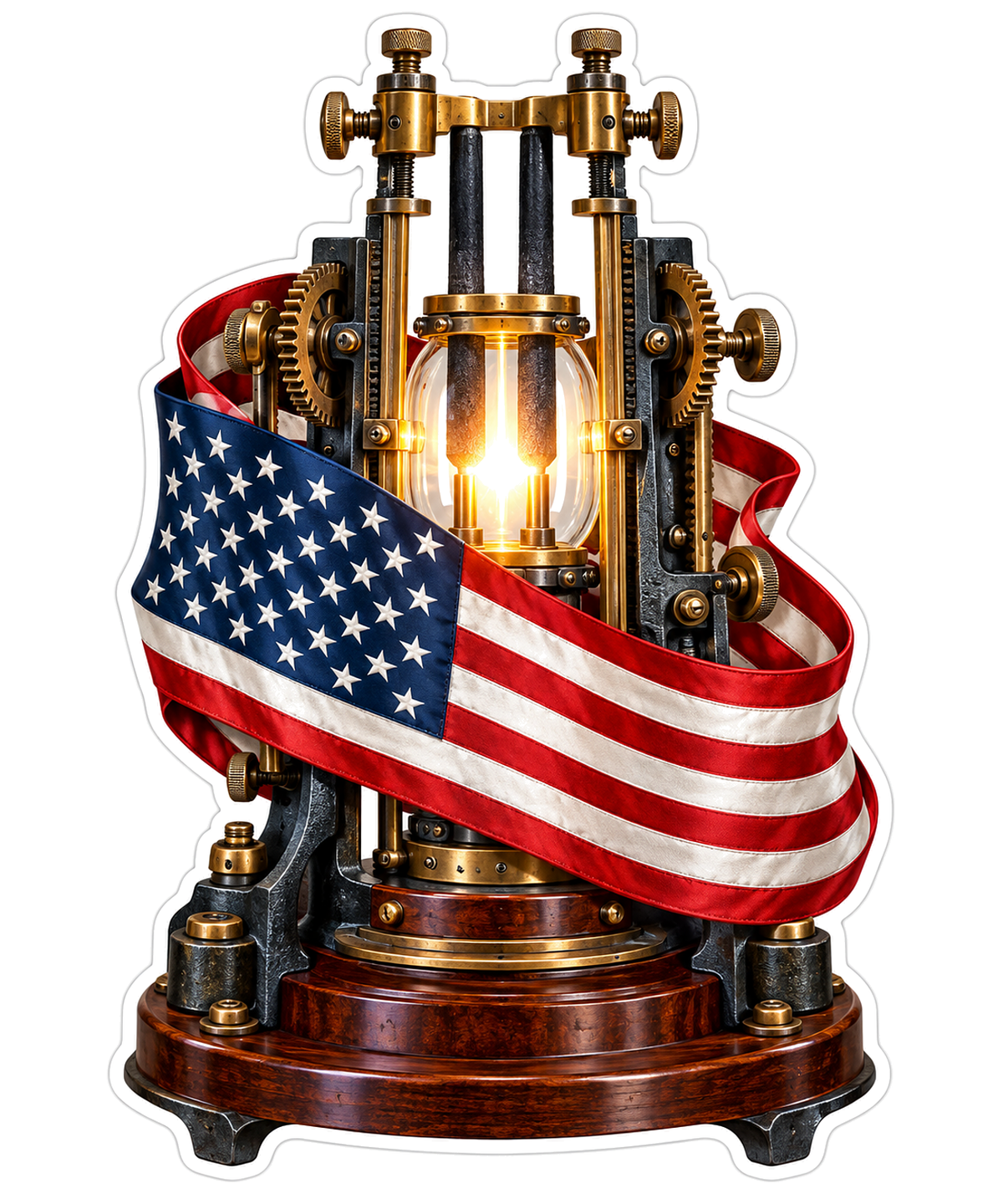 American Flag Antique Arc Lamp Art Vinyl Decal Stickers