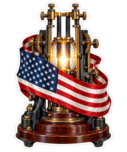 American Flag Antique Arc Lamp Art Vinyl Decal Stickers