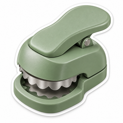 Sage Hinged Press with Round Scalloped Cutter Vinyl Decal Stickers