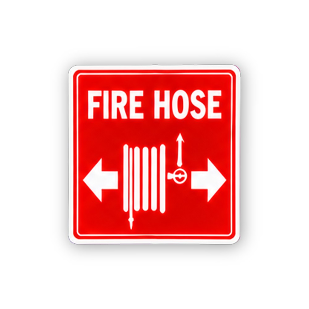 Red Fire Hose Arrow Reel Square Vinyl Decal Stickers