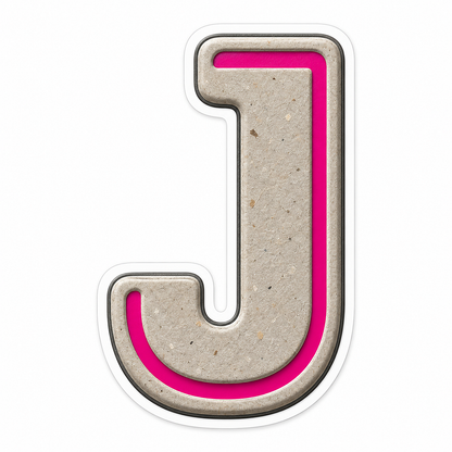 Warm Gray Magenta Stripe Letter J Vinyl Decal Stickers