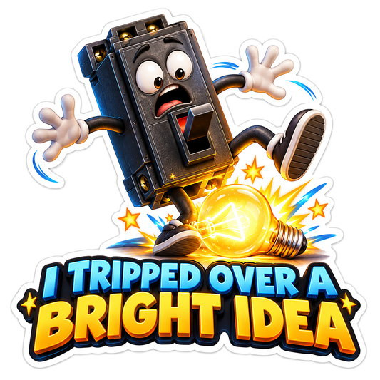 Black Switch Tripping over Light Bulb Vinyl Decal Stickers
