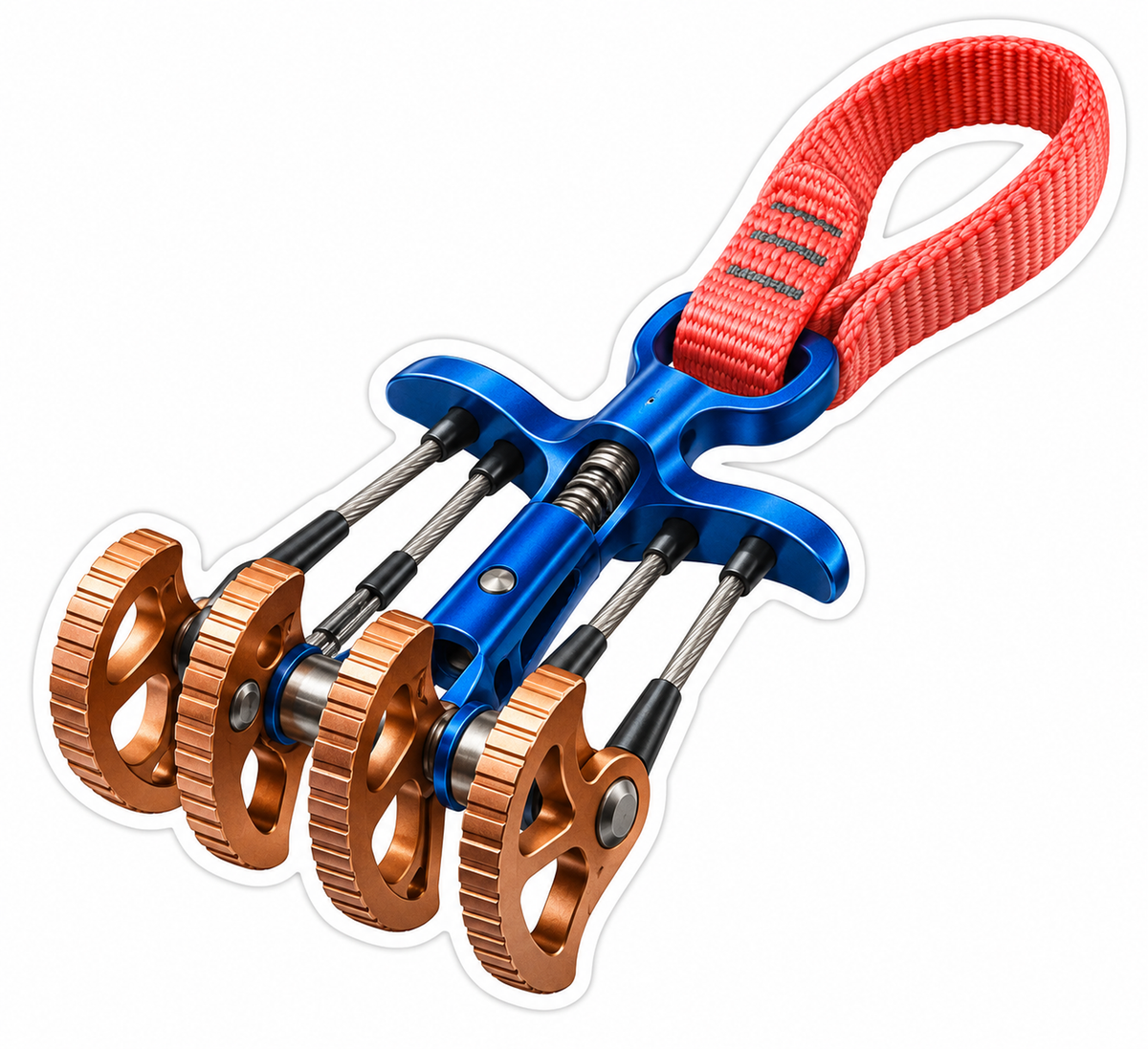 Blue Climbing Cam with Copper Lobes and Red Loop Vinyl Decal Stickers