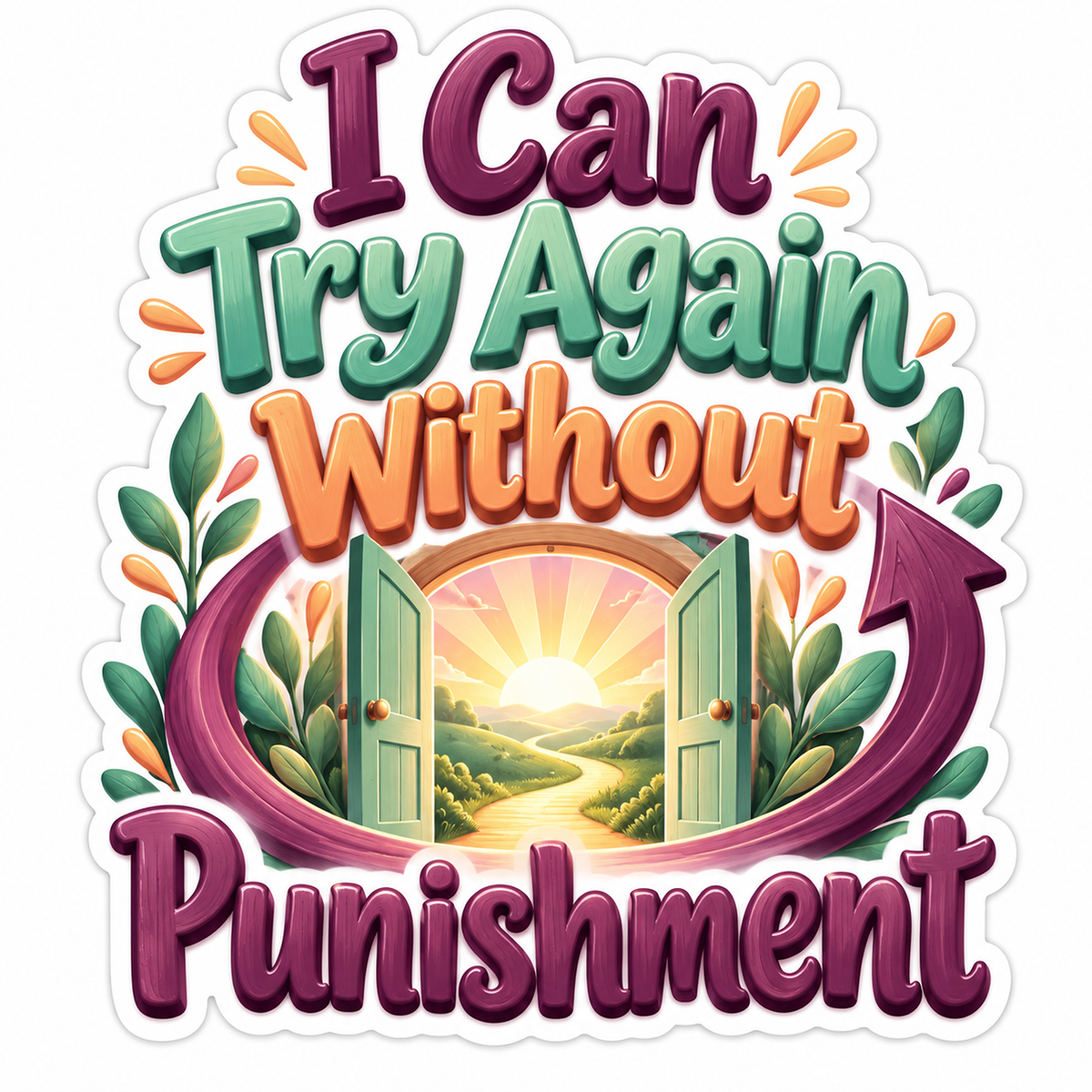 I Can Try Again without Punishment Door Text Vinyl Decal Stickers