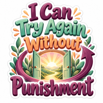 I Can Try Again without Punishment Door Text Vinyl Decal Stickers
