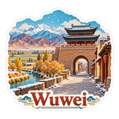 Wuwei Mountain Gateway Winter Travel Art Vinyl Decal Stickers